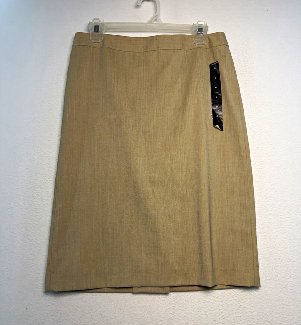 Banana Republic Beige Wool Blend Twill Pencil Skirt Stretch Size 6 office preppy